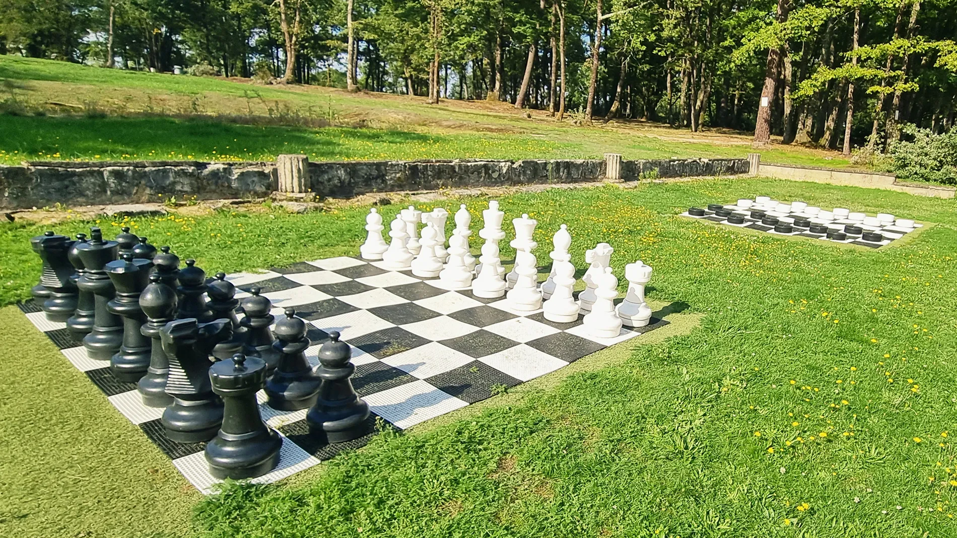 Échiquier et jeu de dames géants